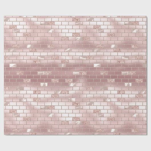 Glam Blush Pink Bricks Brautparty Geschenkpapier (Flach)
