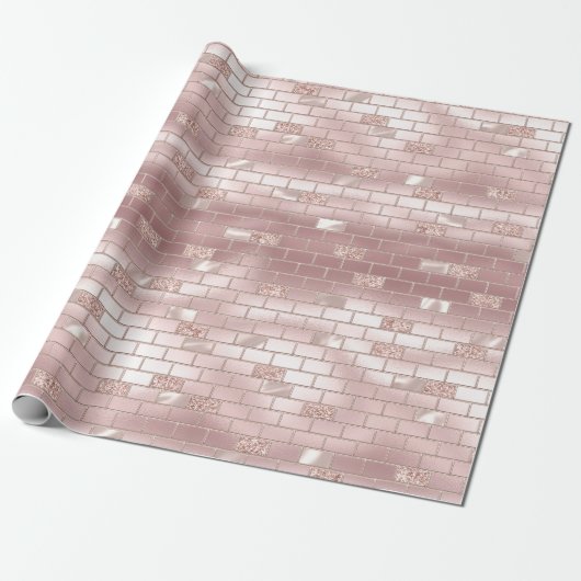 Glam Blush Pink Bricks Brautparty Geschenkpapier (Ungerollt)