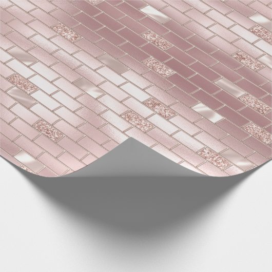 Glam Blush Pink Bricks Brautparty Geschenkpapier (Ecke)
