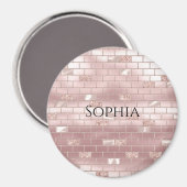 Glam Blush Pink Bricks Magnet (Vorderseite/Rückseite)