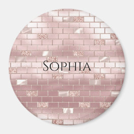 Glam Blush Pink Bricks Magnet