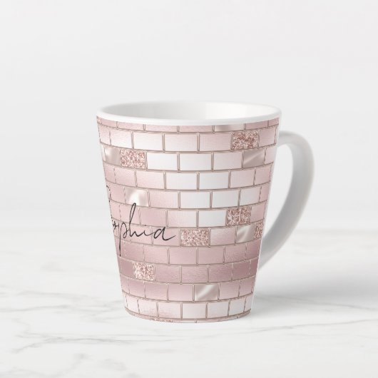 Glam Blush Pink Bricks Milchtasse (Rechte Ecke)
