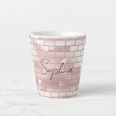 Glam Blush Pink Bricks Milchtasse (Vorderseite)