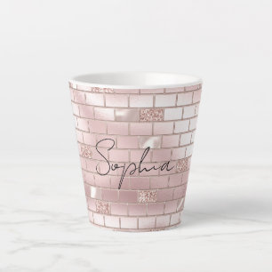 Glam Blush Pink Bricks Milchtasse