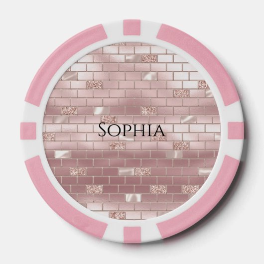 Glam Blush Pink Bricks Pokerchips (Vorderseite)