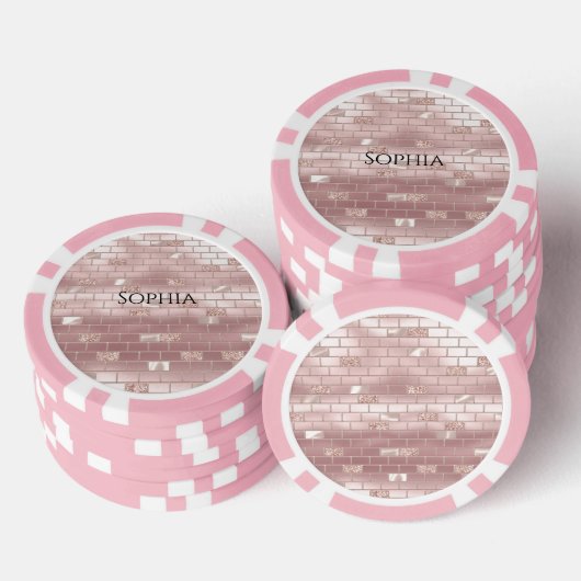 Glam Blush Pink Bricks Pokerchips (Stapel)