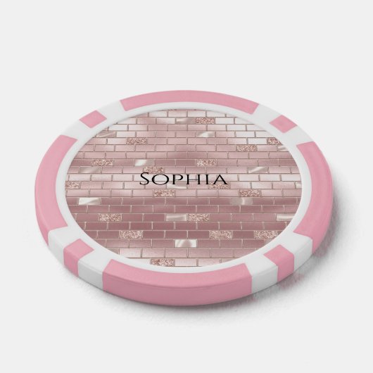 Glam Blush Pink Bricks Pokerchips (Einzeln)