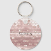 Glam Blush Pink Bricks Schlüsselanhänger (Vorderseite)