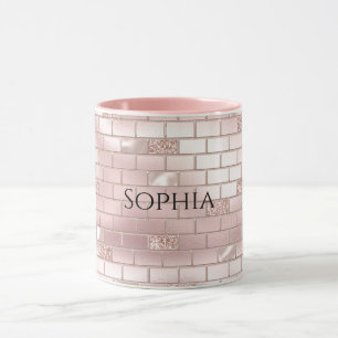 Glam Blush Pink Bricks Tasse