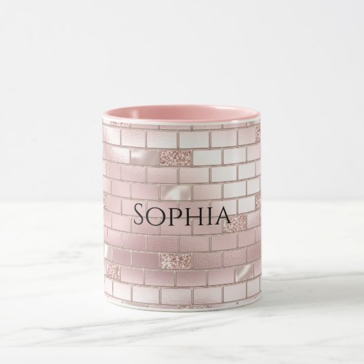 Glam Blush Pink Bricks Tasse (Zentrum)