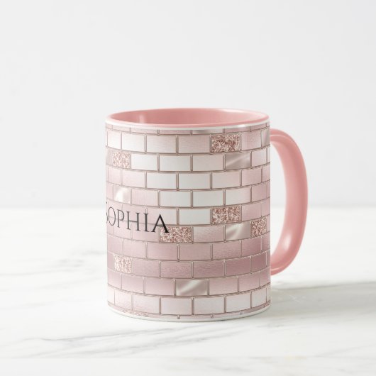 Glam Blush Pink Bricks Tasse (VorderseiteRechts)