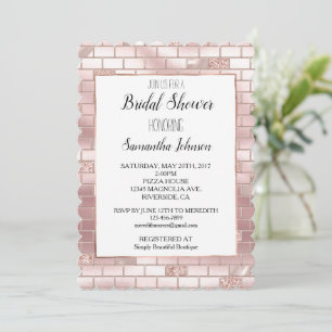 Glam Blush Pink Glitter Ziegel Brautparty Einladung
