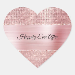 Glam Blush Pink Glitz Schimmer Herz-Aufkleber