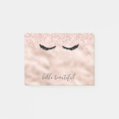 Glam Blush Pink Glitzer Black Eyelashes Post-it Klebezettel (Vorderseite)