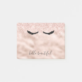 Glam Blush Pink Glitzer Black Eyelashes Post-it Klebezettel