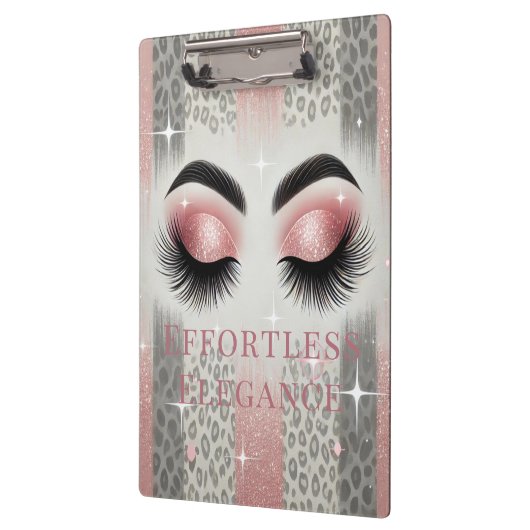 Glam Blush Pink Glitzer Eyelashes Klemmbrett (Links)