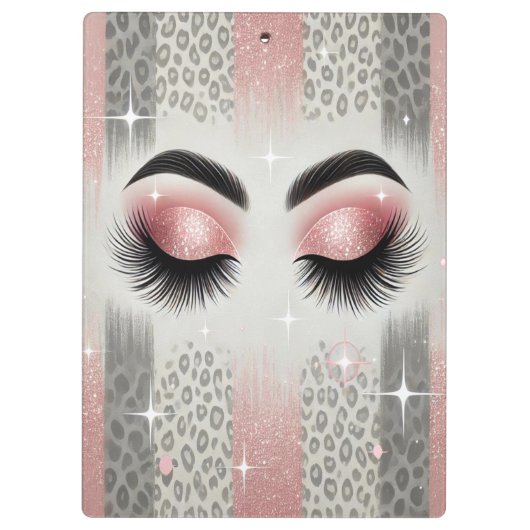 Glam Blush Pink Glitzer Eyelashes Klemmbrett (Rückseite)