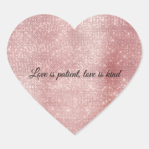 Glam Blush Pink Glitzy Sparkle Herz-Aufkleber