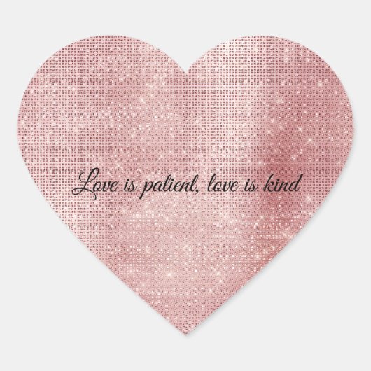 Glam Blush Pink Glitzy Sparkle Herz-Aufkleber (Vorderseite)