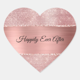 Glam Blush Pink Glitzy Sparkle Herz-Aufkleber