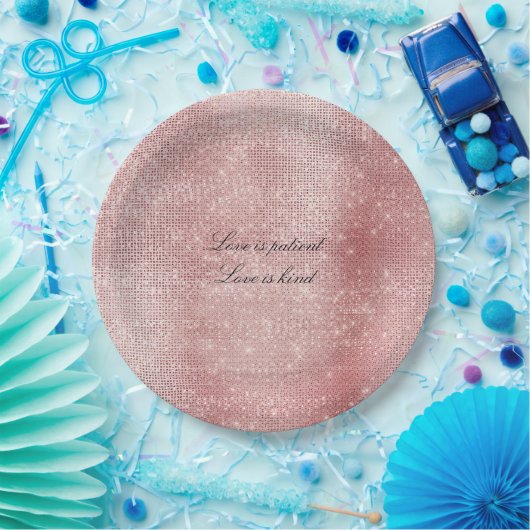 Glam Blush Pink Glitzy Sparkle Pappteller (Party)
