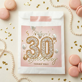 Glam Blush Pink Gold Balloons Pearl 30th Birthday Geschenktütchen