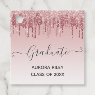 Glam Blush Pink Gold Drilling Glitzer Abschluss Geschenkanhänger