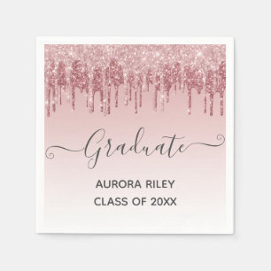 Glam Blush Pink Gold Drilling Glitzer Abschluss Serviette