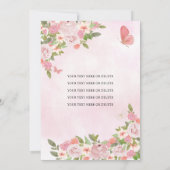 Glam Blush Pink Gold Floral Prinzessin Quinceañera Einladung (Rückseite)