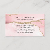 Glam Blush Pink Gold Glitzer Marmoragate Monogram Visitenkarte (Rückseite)