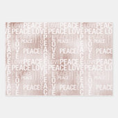 Glam Blush Pink Peace Liebe Glitzer Geschenkpapier Set (Vorderseite)