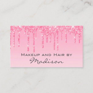 Glam Blush Pink Rose Glitter Tropfen Makeup-Artist Visitenkarte