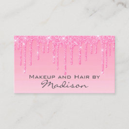Glam Blush Pink Rose Glitzer Tropfen Makeup Artist Visitenkarte