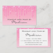 Glam Blush Pink Rose Glitzer Tropfen Makeup Artist Visitenkarte (Vorne/Hinten)