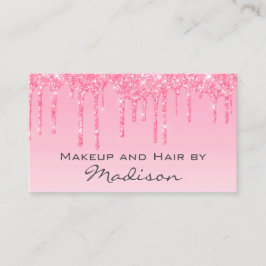 Glam Blush Pink Rose Glitzer Tropfen Makeup Artist Visitenkarte