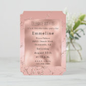 Glam Blush Pink Rose Gold Glitzer Einladung (Stehend Vorderseite)