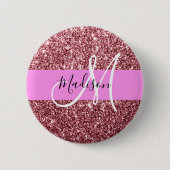 Glam Blush Pink Rose Gold Glitzer Sparklogramm Button (Vorderseite)