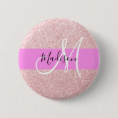 Glam Blush Pink Rose Gold Glitzer Sparklogramm Button (Vorderseite)