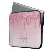 Glam Blush Pink Rose Gold Glitzer Sparklogramm Laptopschutzhülle (Vorderseite Links)
