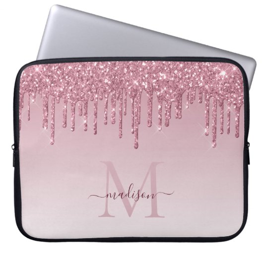 Glam Blush Pink Rose Gold Glitzer Sparklogramm Laptopschutzhülle (Vorderseite)