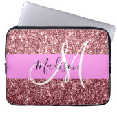 Glam Blush Pink Rose Gold Glitzer Sparklogramm Laptopschutzhülle (Vorderseite)