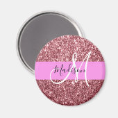 Glam Blush Pink Rose Gold Glitzer Sparklogramm Magnet (Vorderseite/Rückseite)