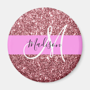 Glam Blush Pink Rose Gold Glitzer Sparklogramm Magnet