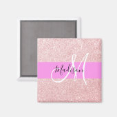 Glam Blush Pink Rose Gold Glitzer Sparklogramm Magnet (Vorderseite/Rückseite)