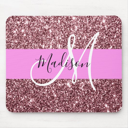 Glam Blush Pink Rose Gold Glitzer Sparklogramm Mousepad (Vorne)