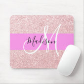 Glam Blush Pink Rose Gold Glitzer Sparklogramm Mousepad (Mit Mouse)