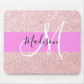 Glam Blush Pink Rose Gold Glitzer Sparklogramm Mousepad (Vorne)