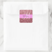 Glam Blush Pink Rose Gold Glitzer Sparklogramm Quadratischer Aufkleber (Tasche)