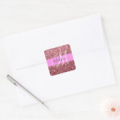 Glam Blush Pink Rose Gold Glitzer Sparklogramm Quadratischer Aufkleber (Umschlag)