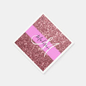 Glam Blush Pink Rose Gold Glitzer Sparklogramm Serviette (Ecke)